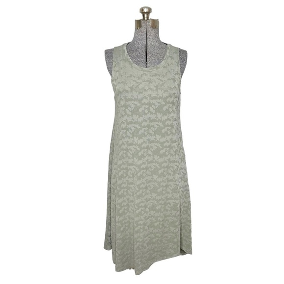 LOGO by Lori Goldstein Green Sleeveless Jacquard Asymmetric Dress - Picture 1 of 11